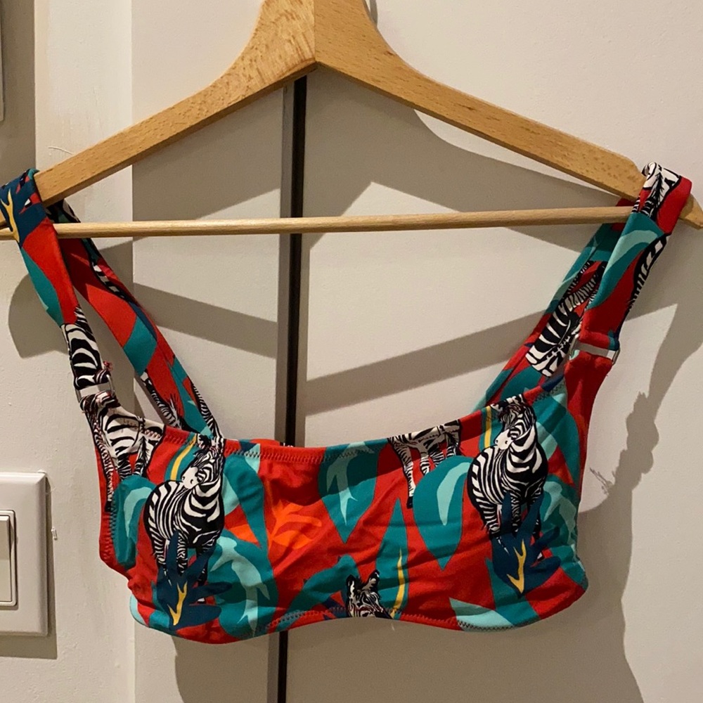 Red zebra swimsuit top